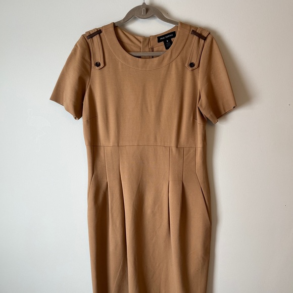 Pink Tartan camel-coloured knee-length dress in size L - Picture 4 of 5